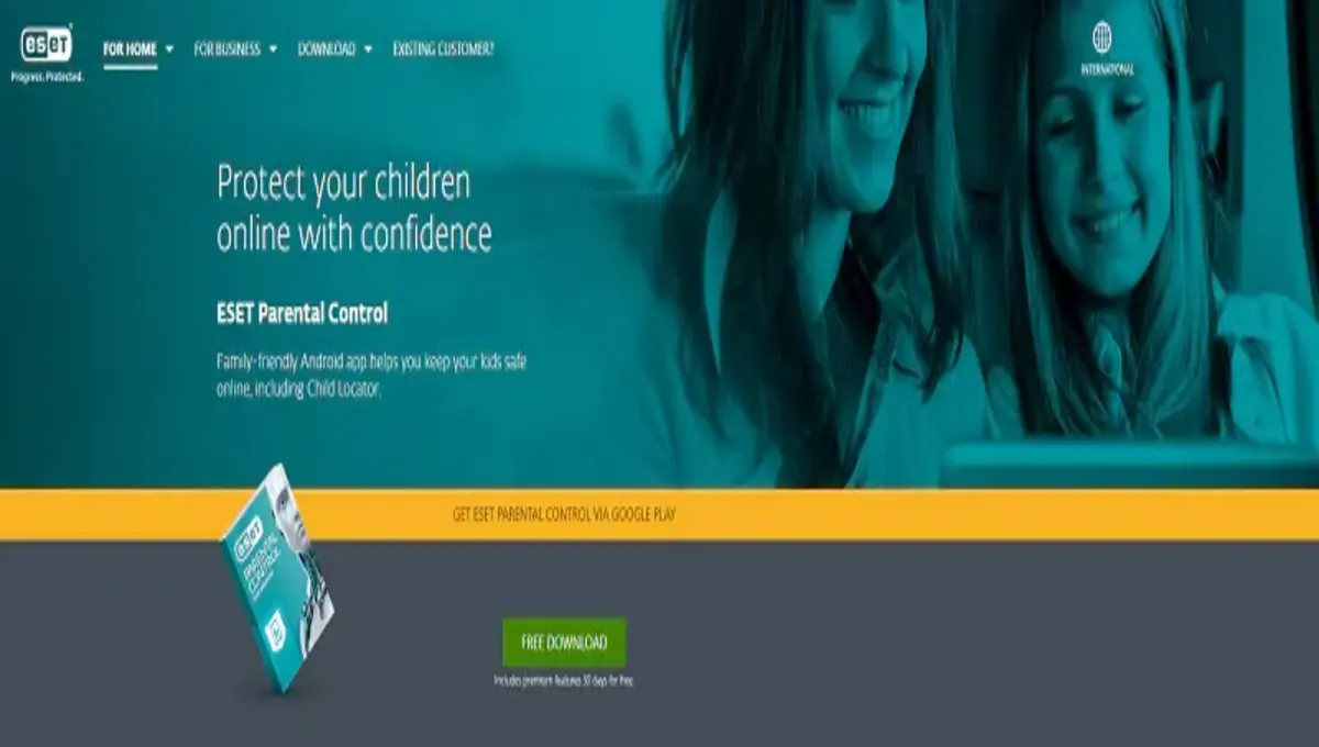 a home page of ESET Parental Control .